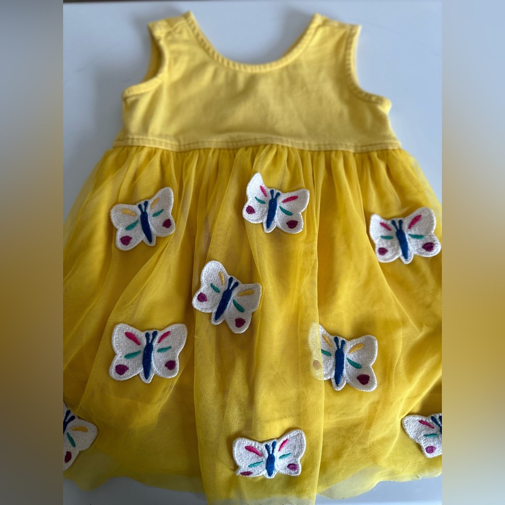 Hanna Andersson Yellow Butterfly Applique Tulle Dress